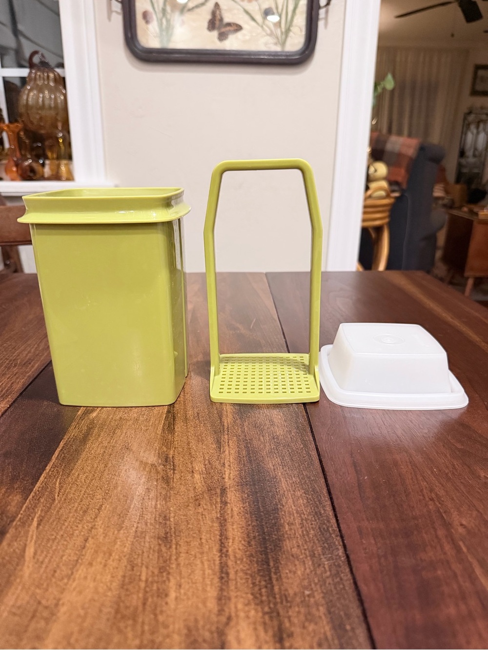 Vintage Tupperware Small Pick-A-Deli Pickle Keeper Olive Green Container 3Pc